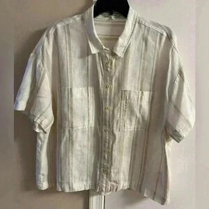 Madewell shirt button front linen blend boxy fit short sleeves double breastedXL